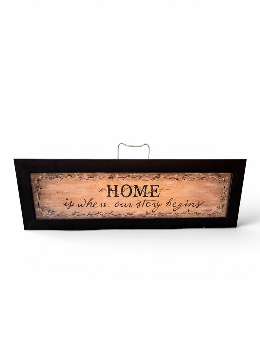 Home Is Where Our Story Begins Framed Glass Wall Art